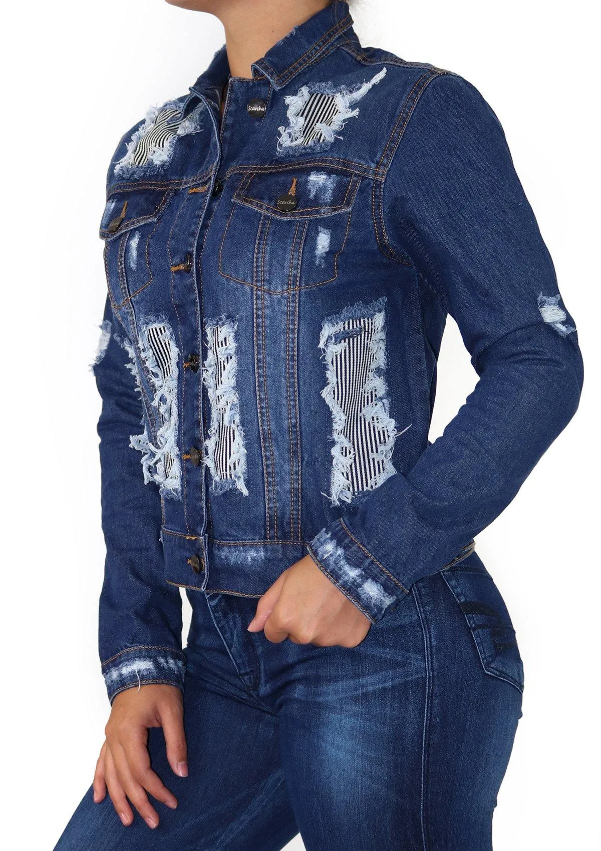 1269 Stripes Denim Jacket by Scarcha