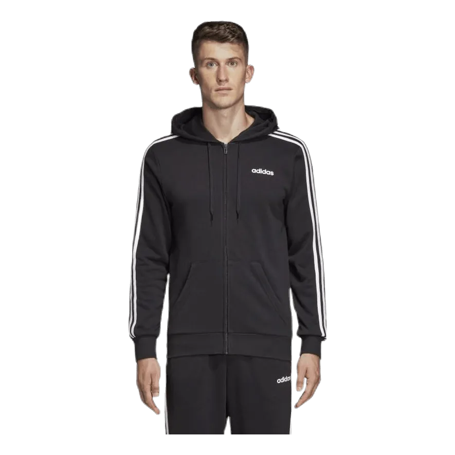 Adidas Essentials 3 Stripes Fullzip French Terry Black / White