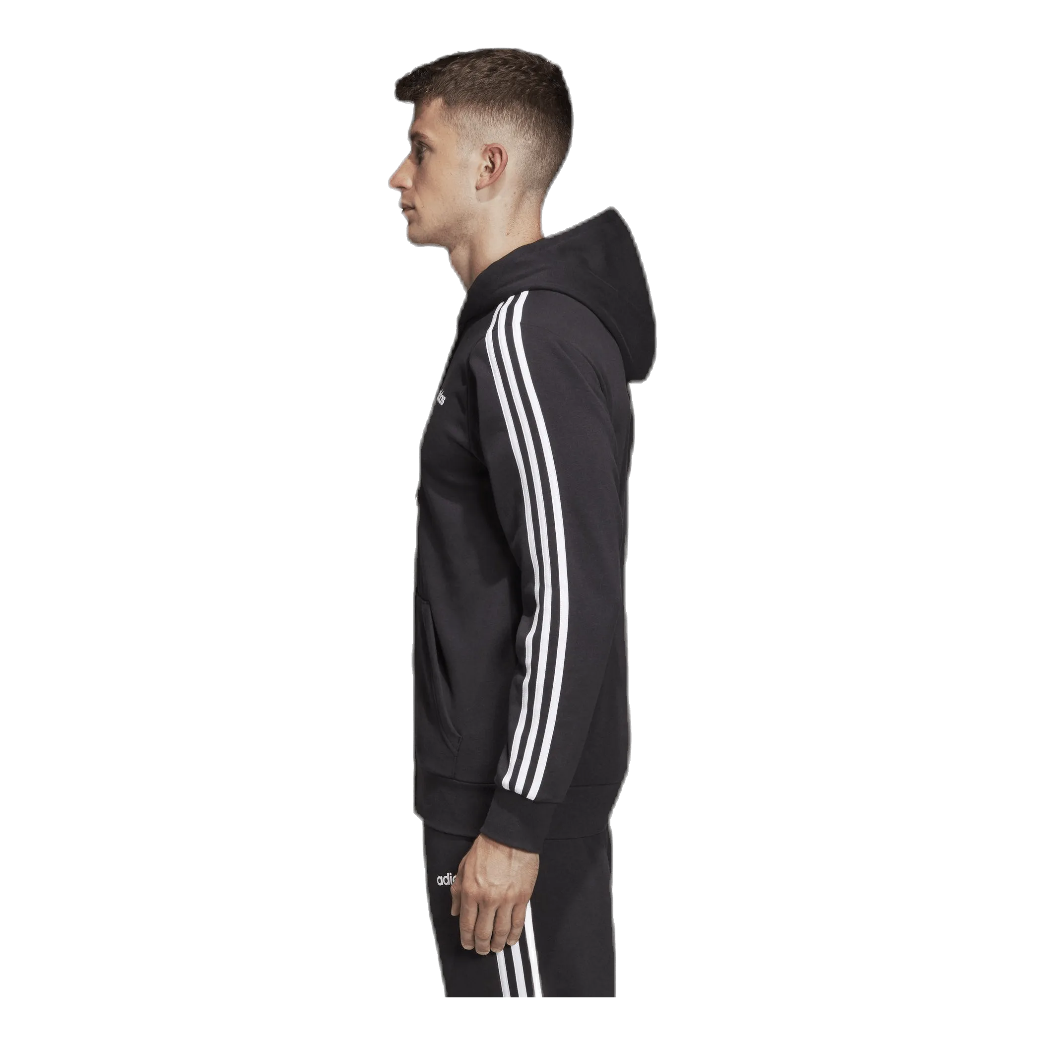 Adidas Essentials 3 Stripes Fullzip French Terry Black / White