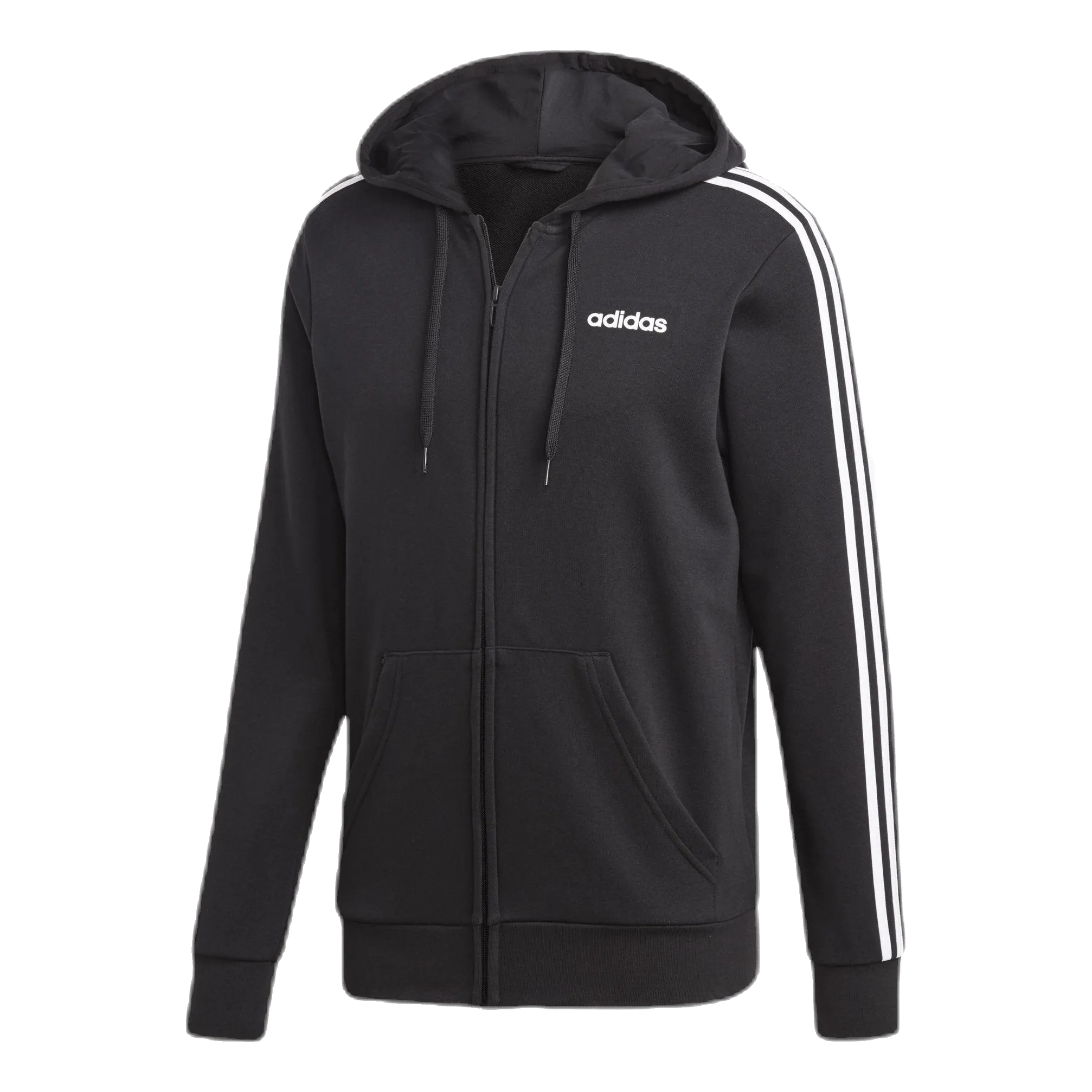 Adidas Essentials 3 Stripes Fullzip French Terry Black / White