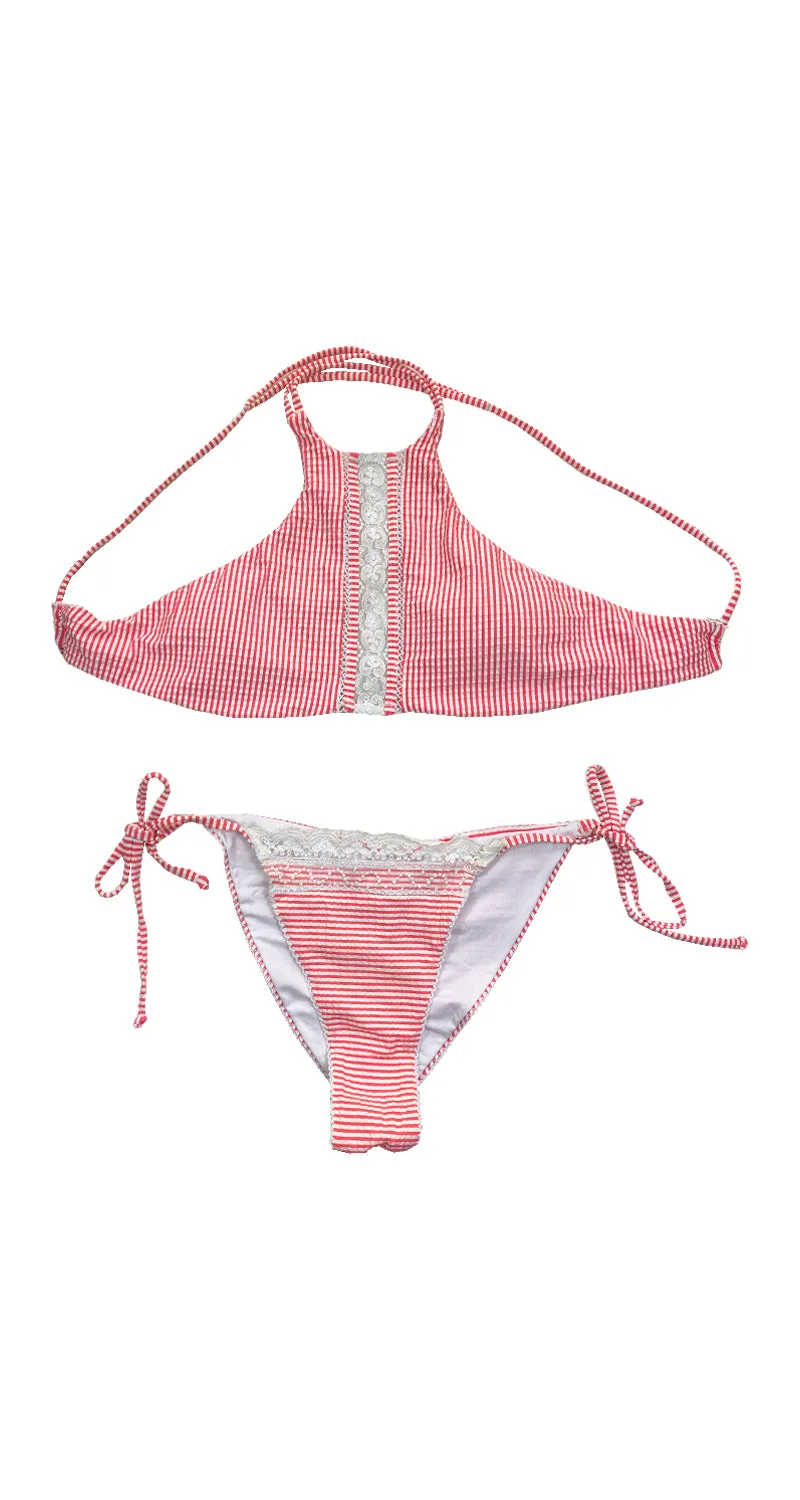 AGUA BENDITA Bikini Rayas Rosadas