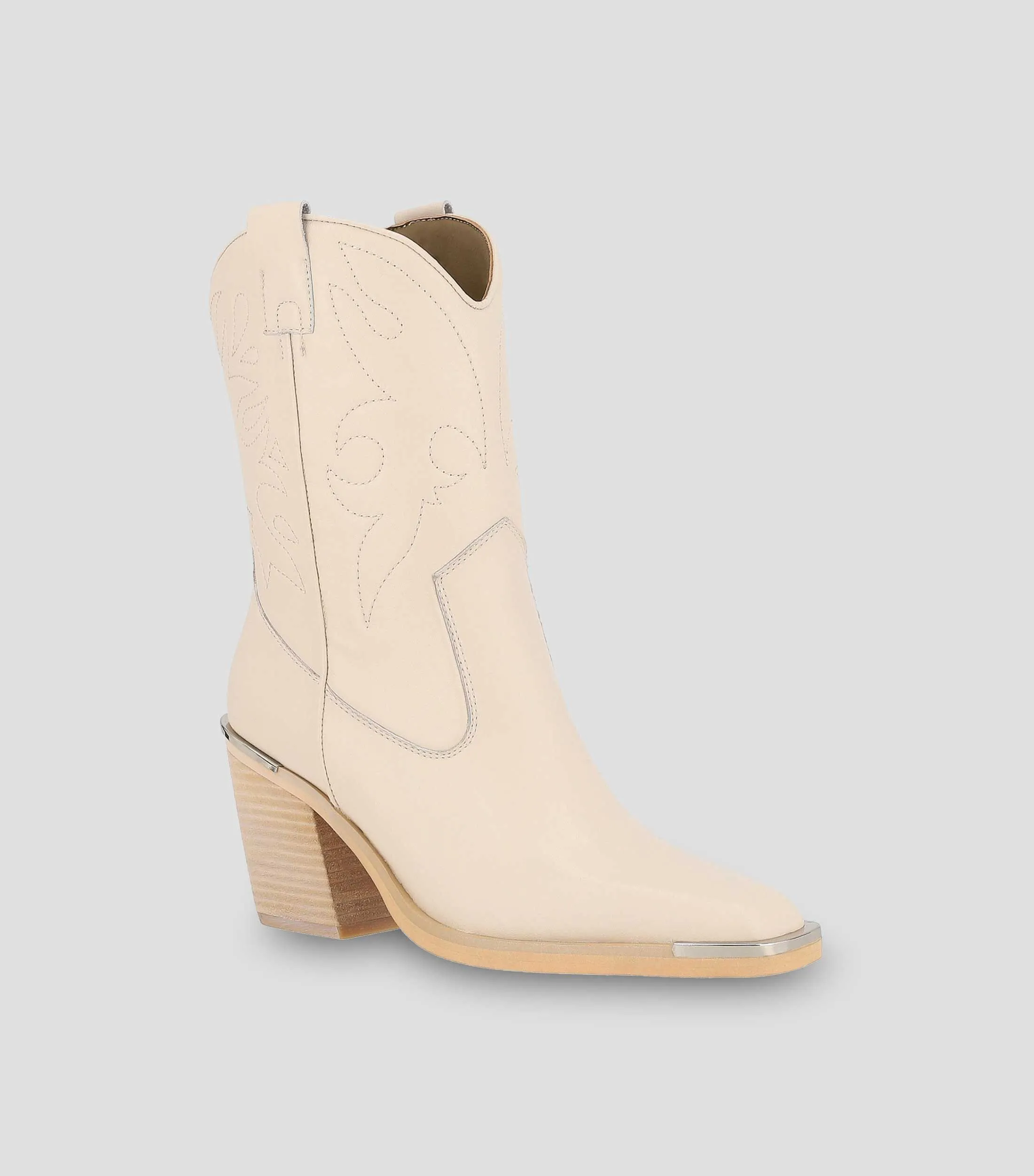 Alma en Pena Botines Vaqueros en piel con tacón alto cuadrado Mujer