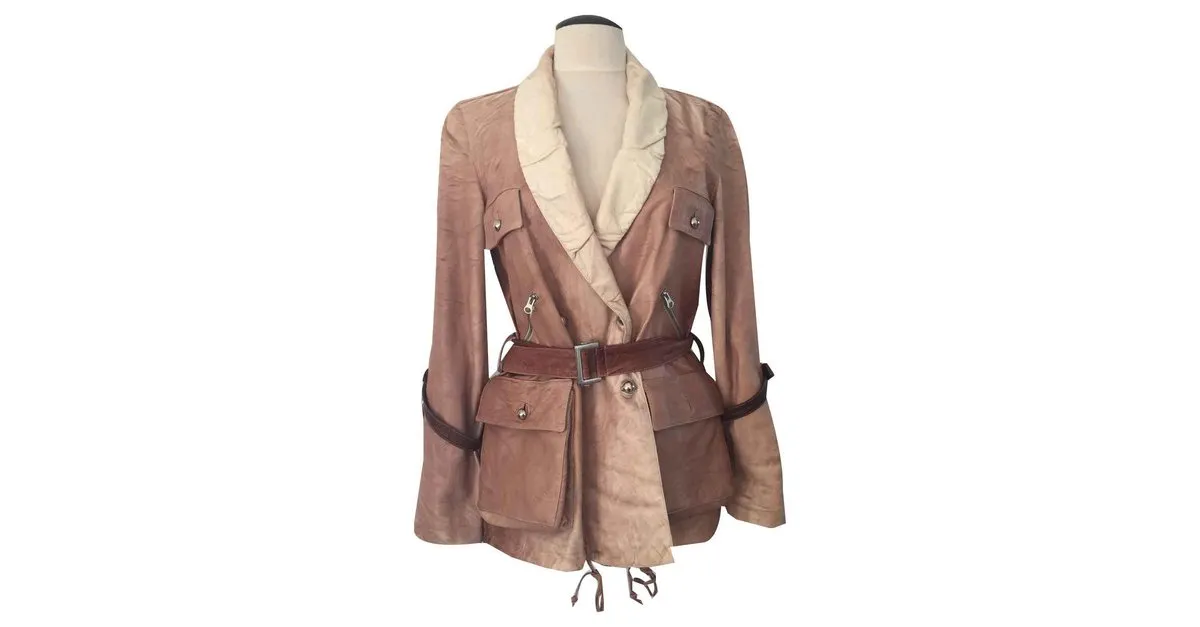 Autre Marque Cuero saharienne Beige Marrón claro 
