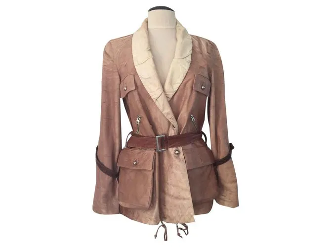 Autre Marque Cuero saharienne Beige Marrón claro 