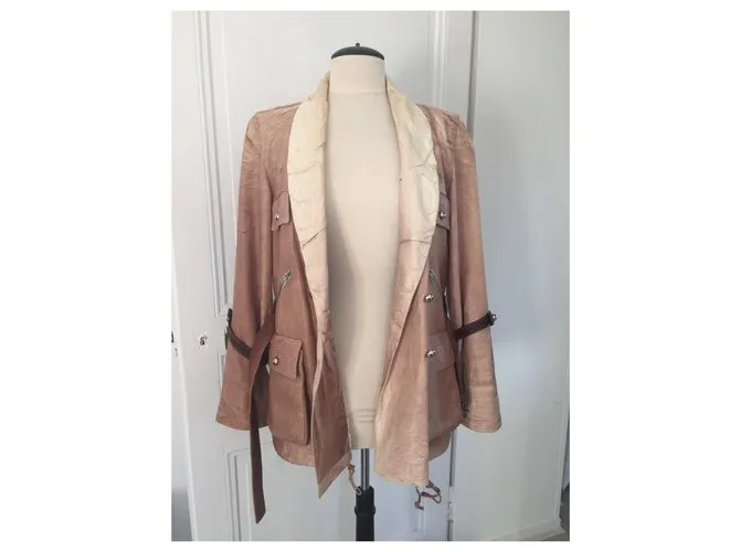 Autre Marque Cuero saharienne Beige Marrón claro 