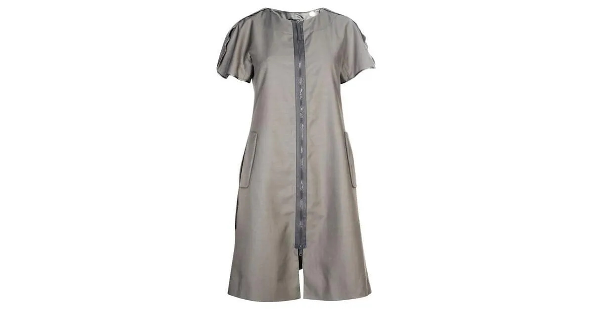 Autre Marque DISEÑADOR CONTEMPORÁNEO Vestido gris con cremallera 