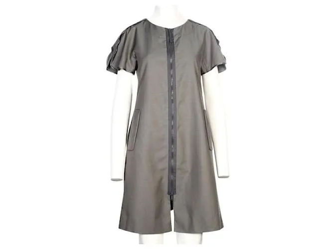 Autre Marque DISEÑADOR CONTEMPORÁNEO Vestido gris con cremallera 
