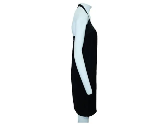 Autre Marque DISEÑADOR CONTEMPORÁNEO Vestido negro sin espalda con cremallera 