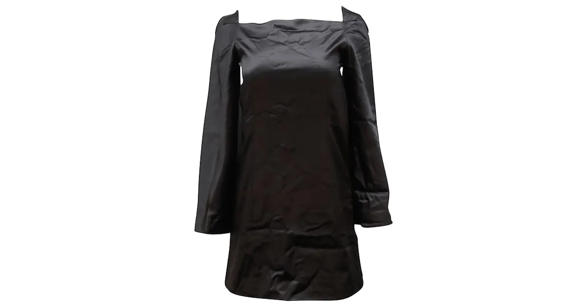 Autre Marque Minivestido evasé con escote cuadrado de Rosetta Getty en viscosa negra Negro 