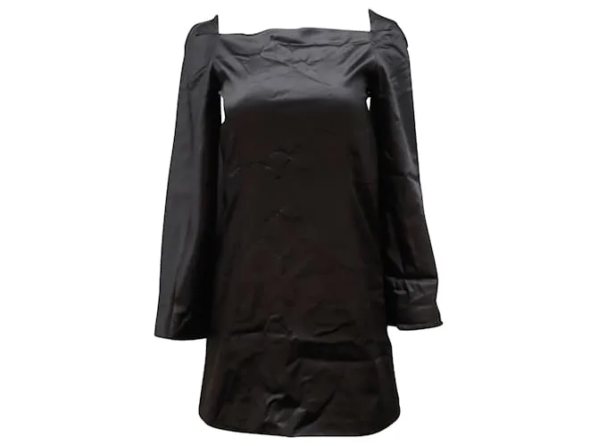 Autre Marque Minivestido evasé con escote cuadrado de Rosetta Getty en viscosa negra Negro 