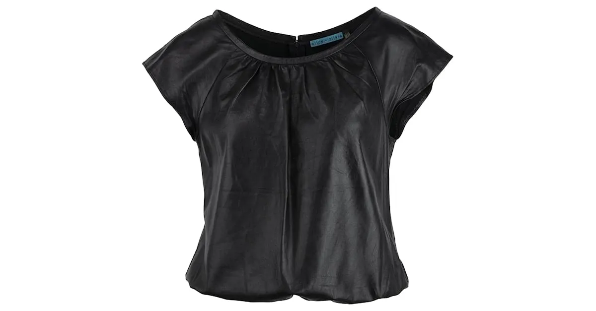 Autre Marque Top de cuero Negro 