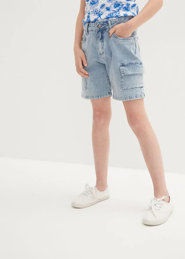 Bermudas vaqueras de estilo cargo para niñas Denim hielo