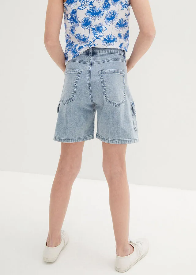 Bermudas vaqueras de estilo cargo para niñas Denim hielo