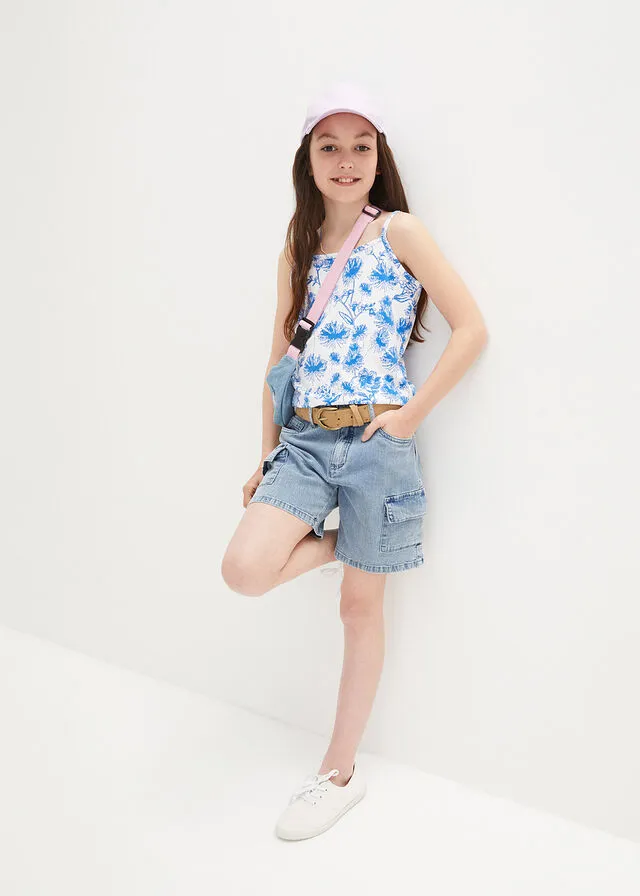 Bermudas vaqueras de estilo cargo para niñas Denim hielo