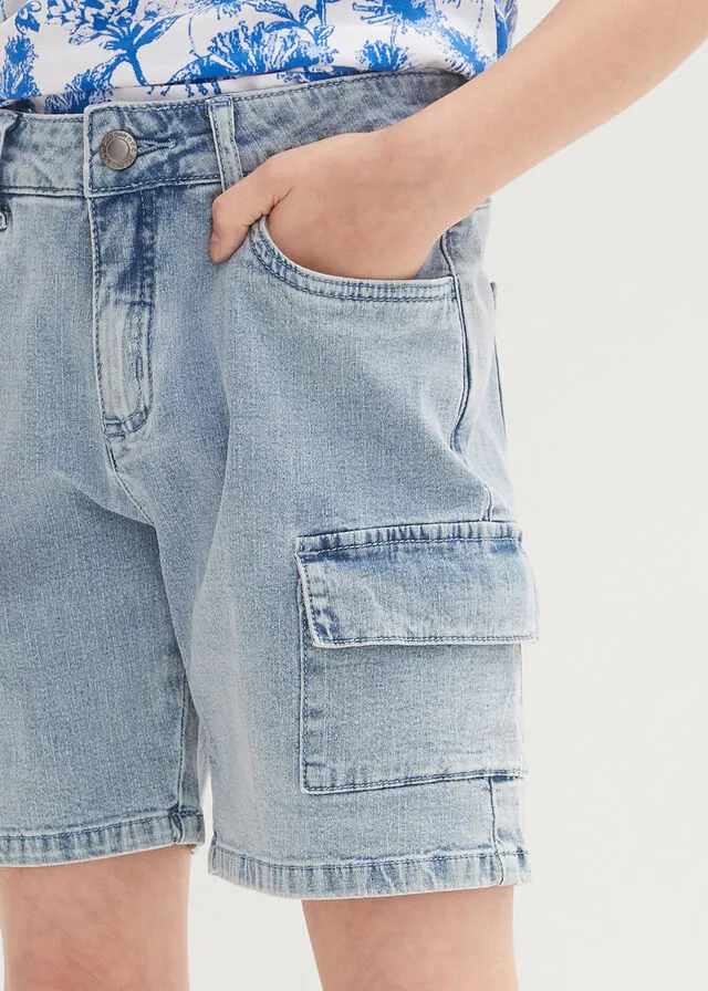 Bermudas vaqueras de estilo cargo para niñas Denim hielo