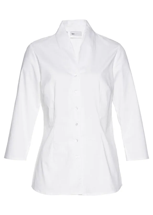 Blusa con cuello chimenea Blanco