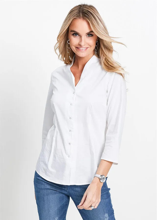 Blusa con cuello chimenea Blanco