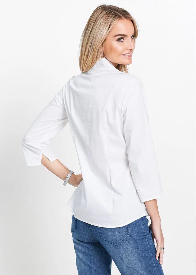 Blusa con cuello chimenea Blanco