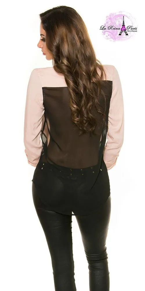 Blusa de gasa con transparencias