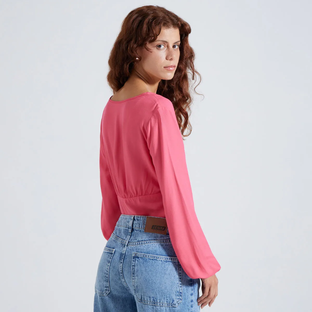 Blusa Manga Larga Con Escote