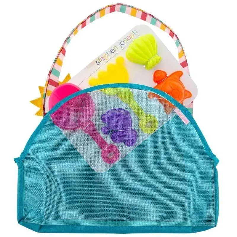 Bolso de playa con juguetes arcoiris
