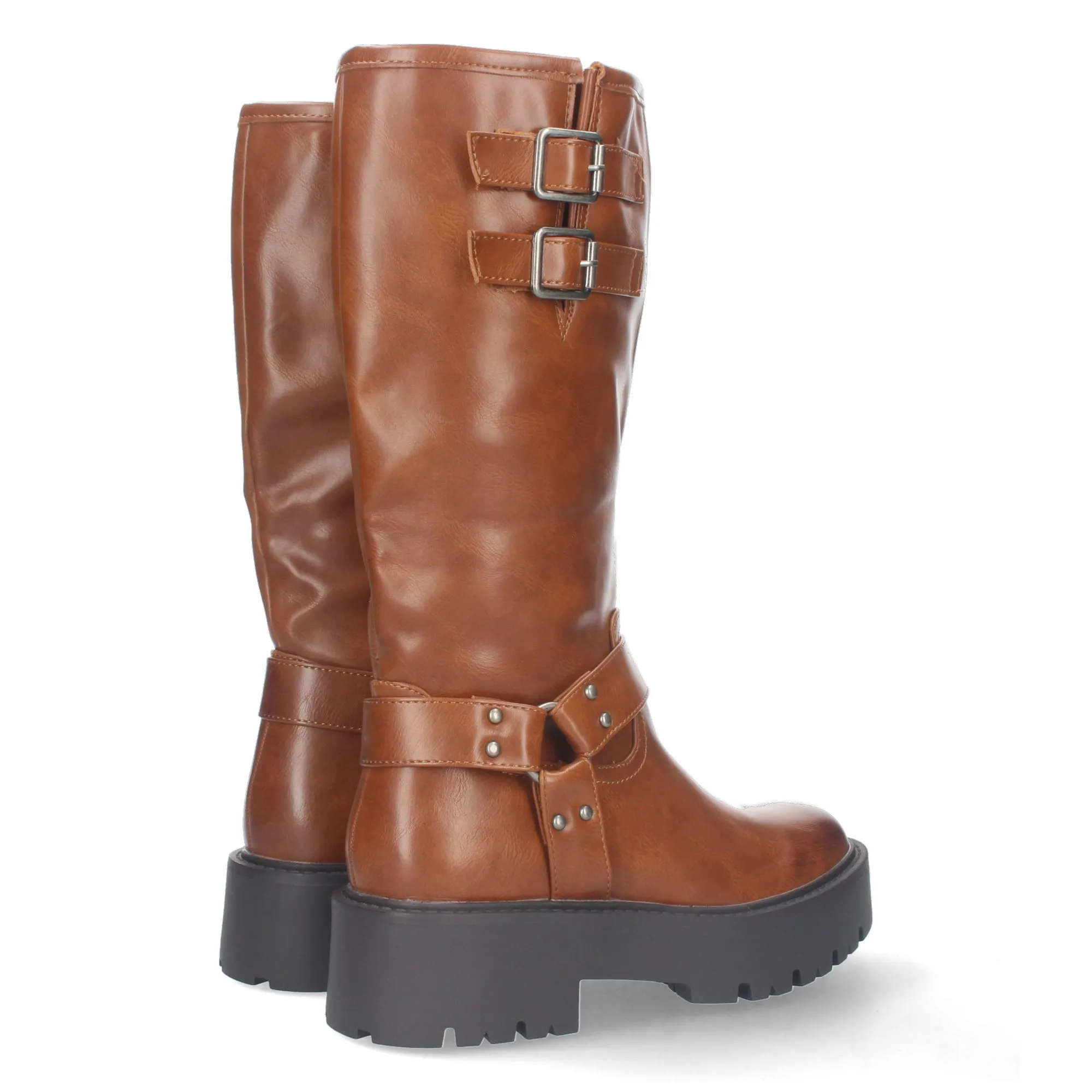 BOTAS ESTILO MOTERO BIKER PARA MUJER COLOR CAMEL YY80