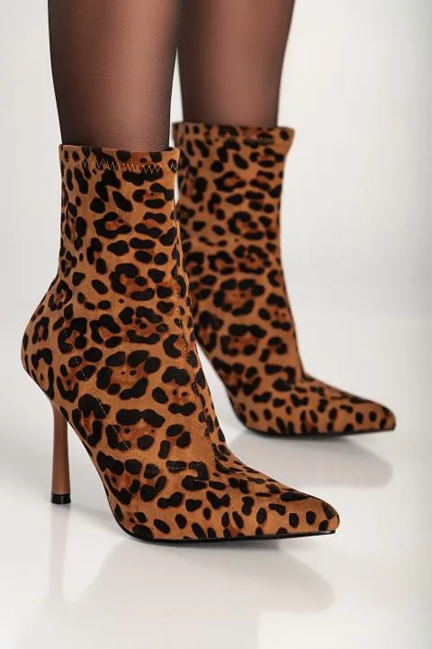 Botines de tacón alto, leopardo