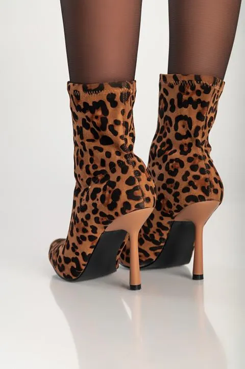 Botines de tacón alto, leopardo