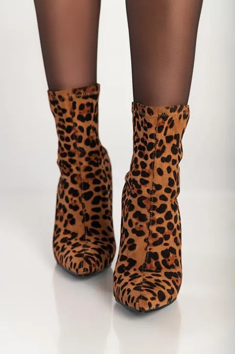 Botines de tacón alto, leopardo