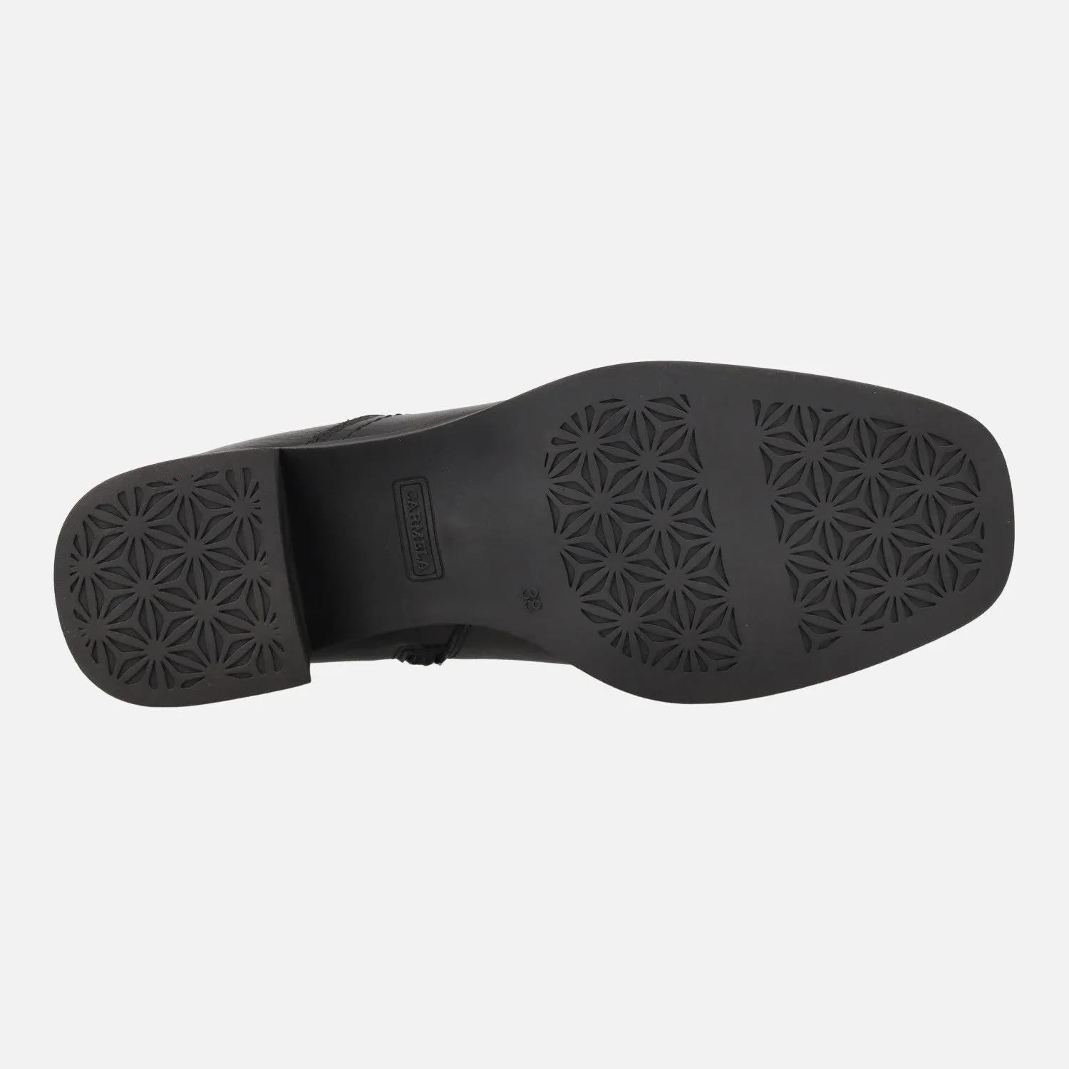 Botines negros de piel con tacón medio y elástico lateral Carmela