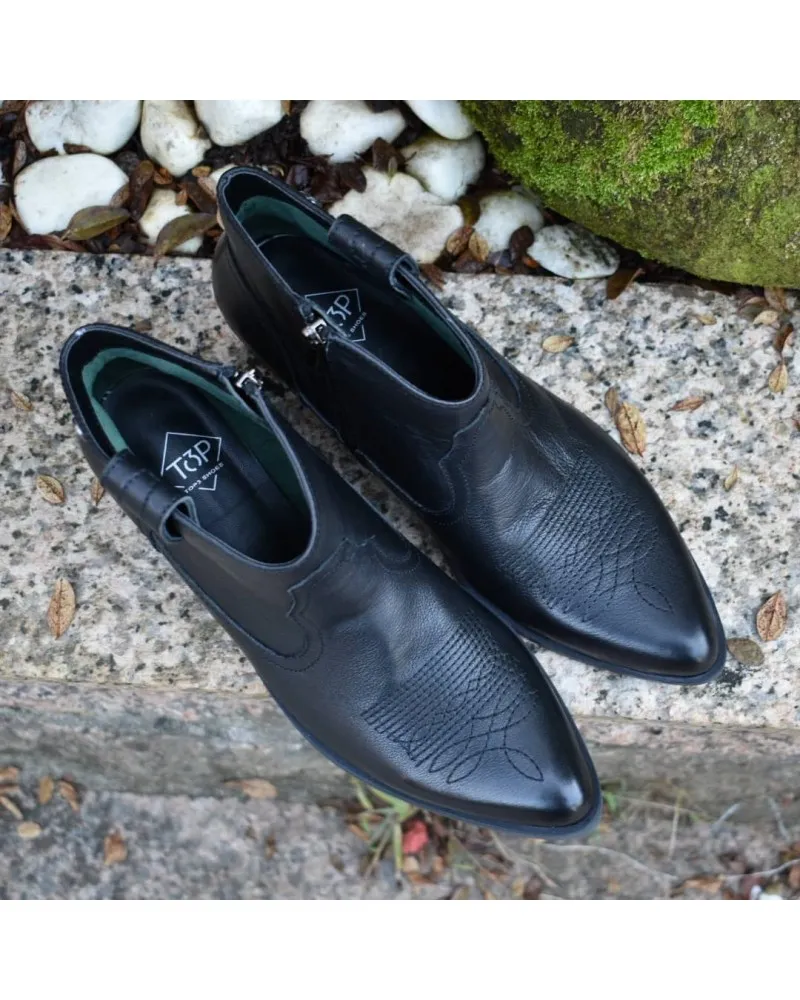 Botín campero DE PIEL negro | TOP3SHOES 20831