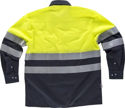 Camisa con cintas reflectantes manga larga Marino Amarillo