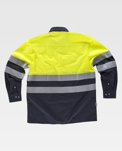 Camisa con cintas reflectantes manga larga Marino Amarillo