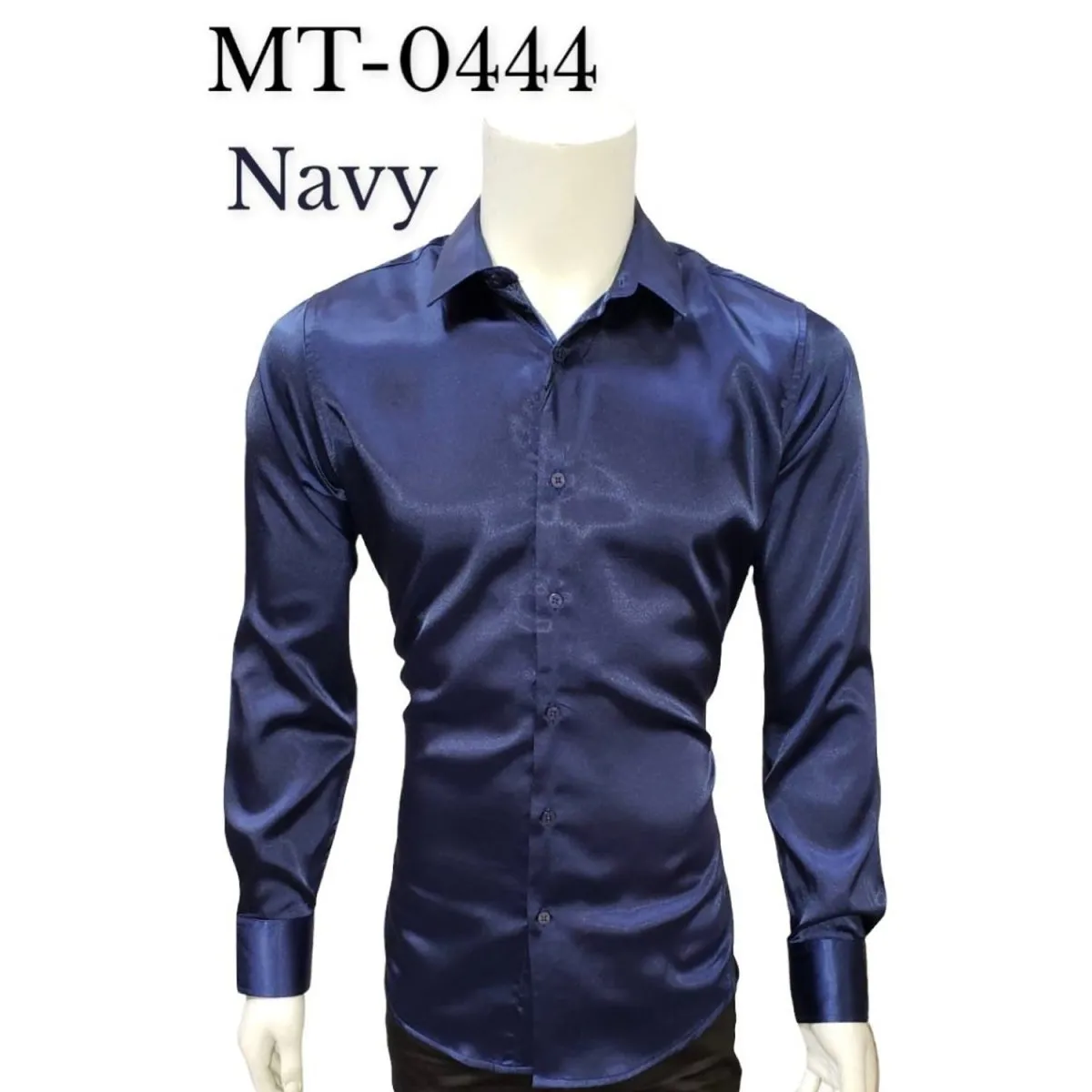 CAMISA DE MODA MONTERO JEANS COLOR AZUL MARINO LISO BRILLANTE MON0444AM