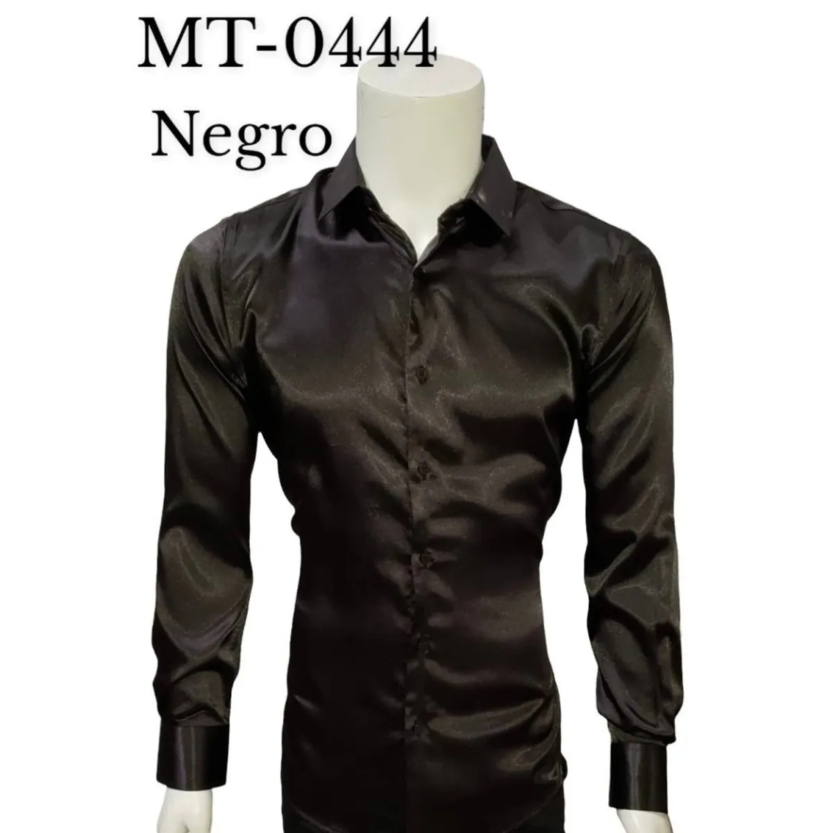 CAMISA DE MODA MONTERO JEANS COLOR NEGRO LISO BRILLANTE MON0444N