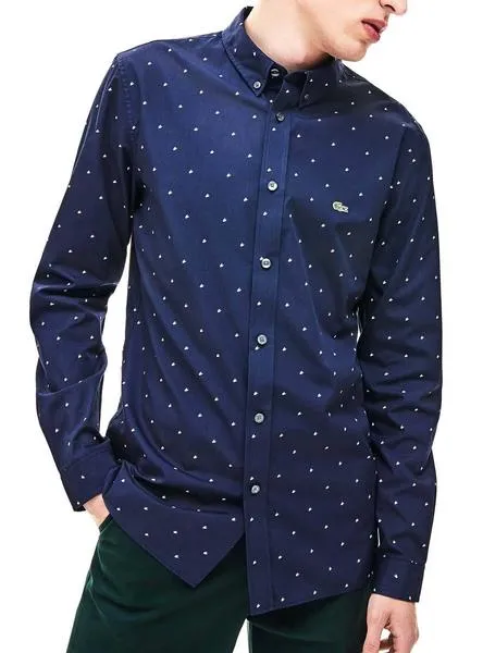 camisa lacoste estampado marino para hombre