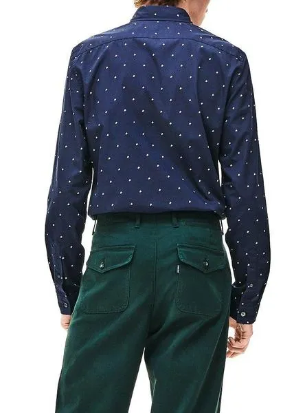 camisa lacoste estampado marino para hombre