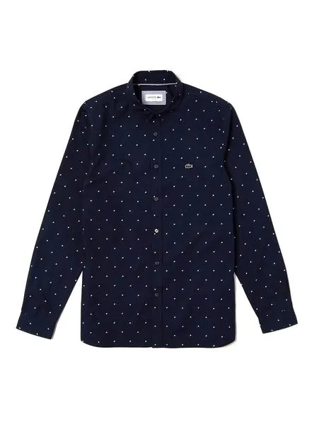 camisa lacoste estampado marino para hombre