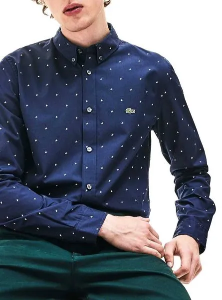 camisa lacoste estampado marino para hombre