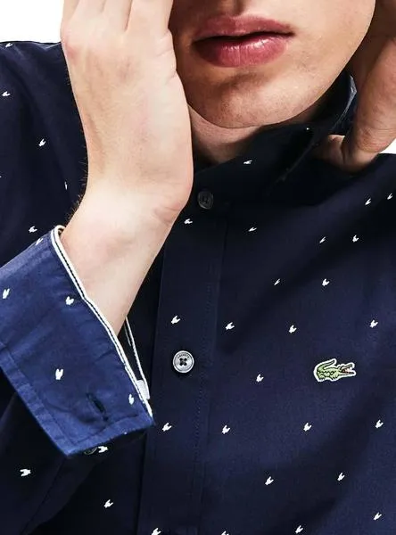 camisa lacoste estampado marino para hombre