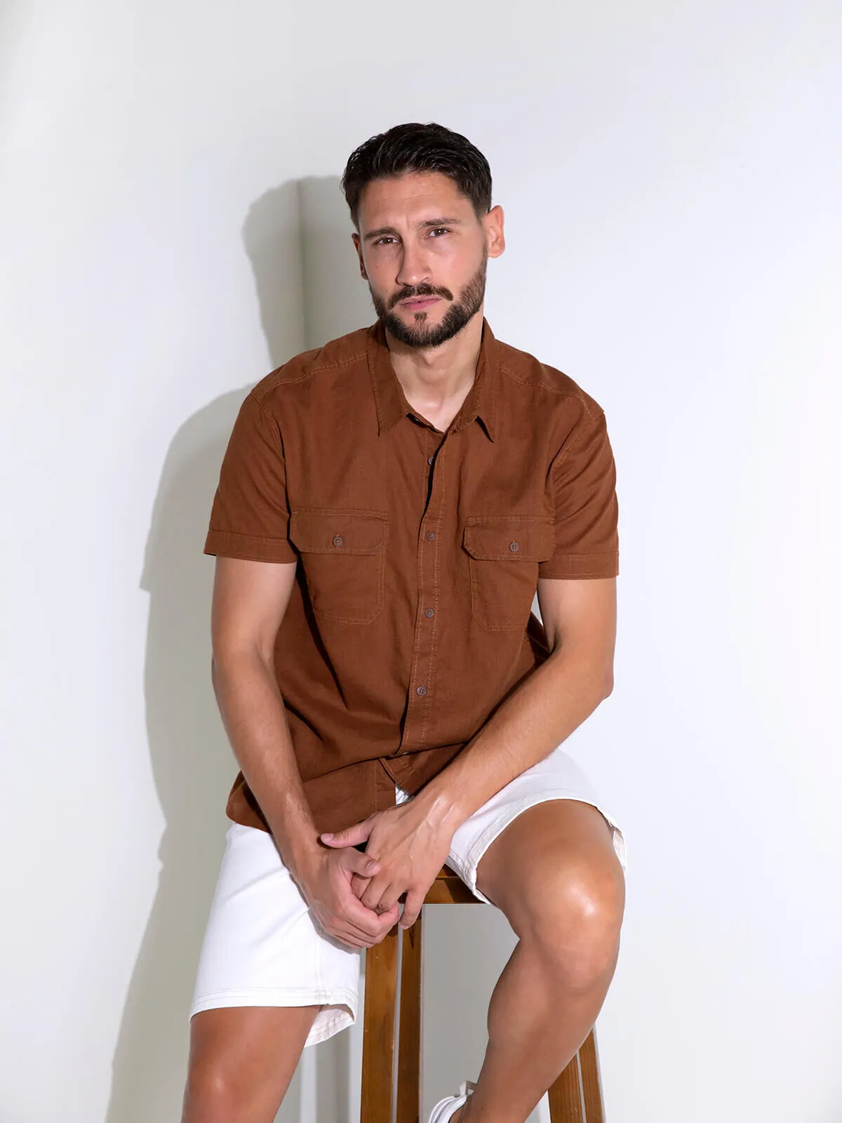 Camisa manga corta con lino