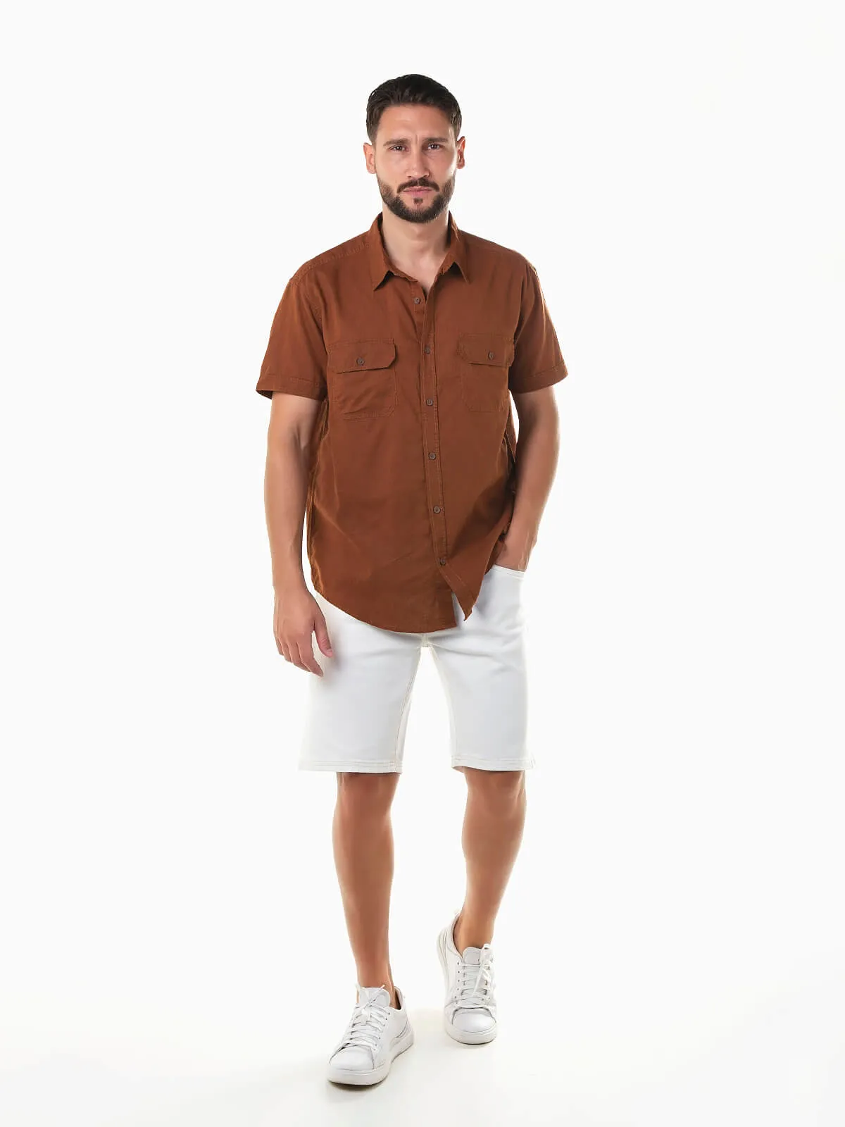 Camisa manga corta con lino