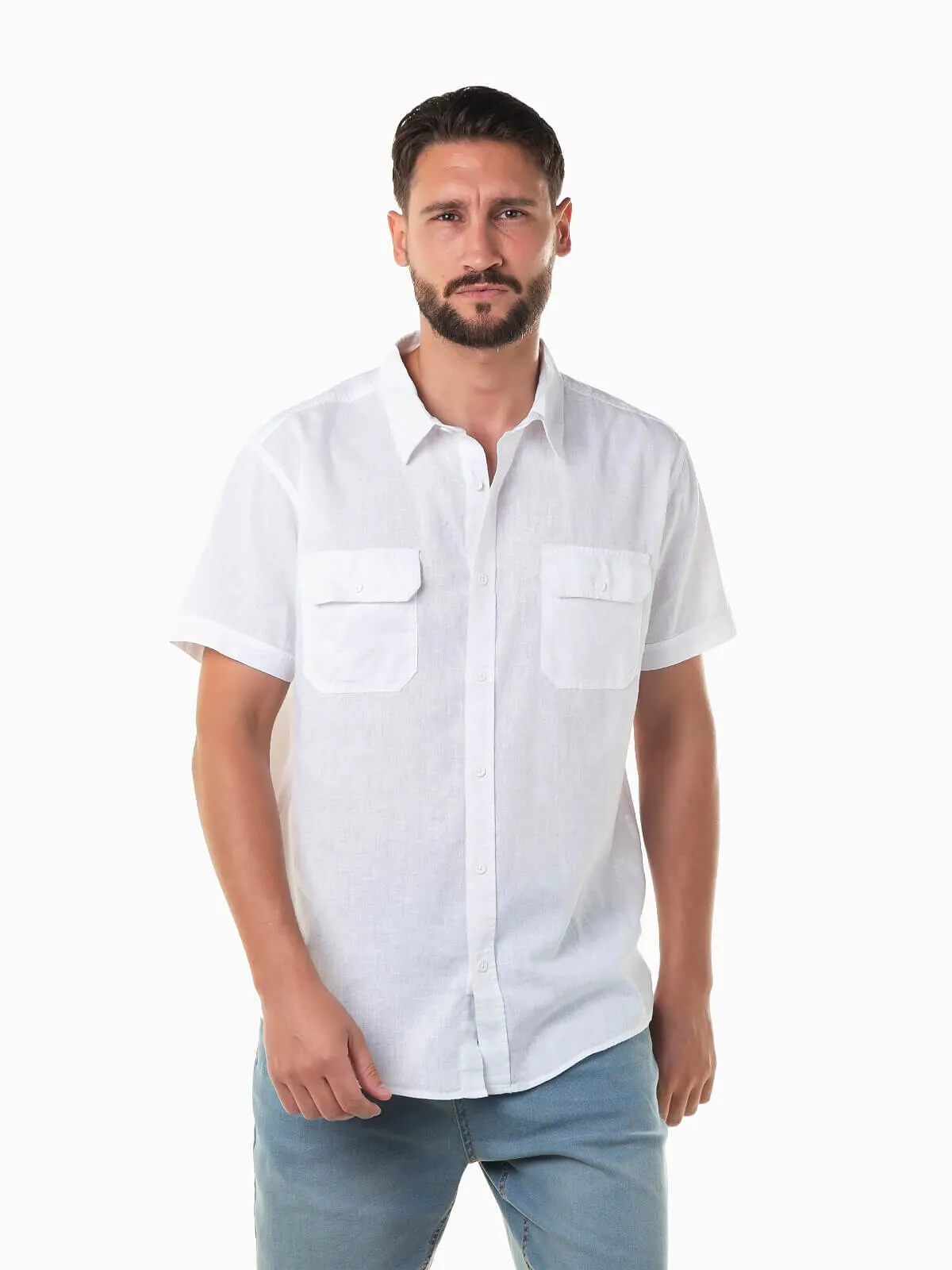Camisa manga corta con lino