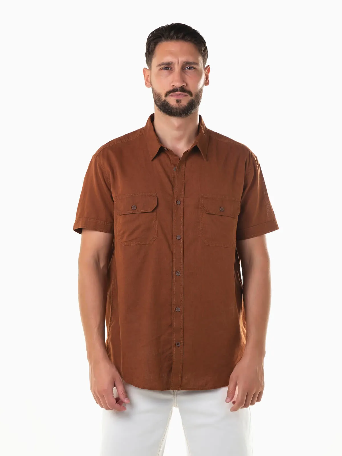 Camisa manga corta con lino