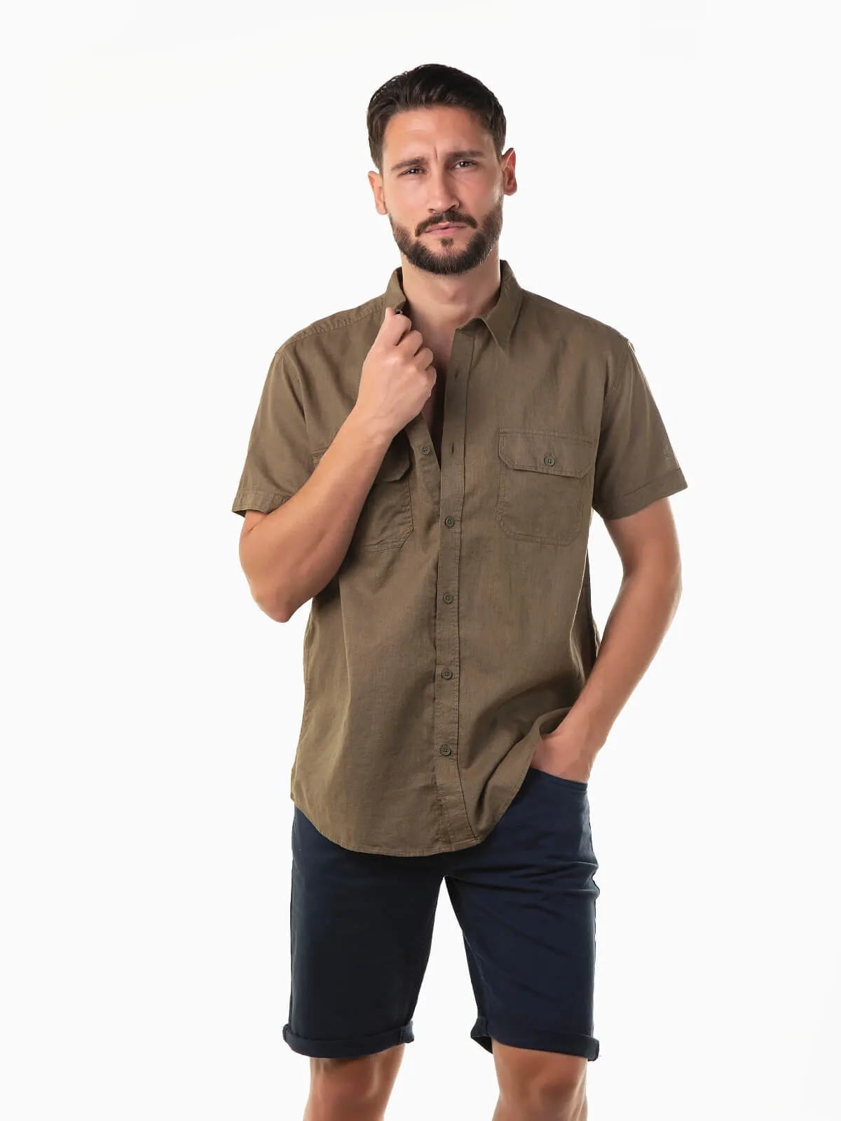 Camisa manga corta con lino