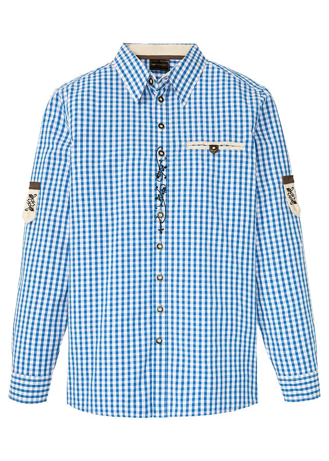 CAMISA TRADICIONAL CON MANGAS ARREMANGADAS AZURBLANCO DE CUADROS