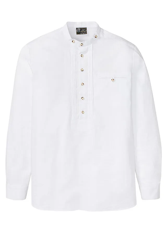 Camisa tradicional con ribetes Blanco