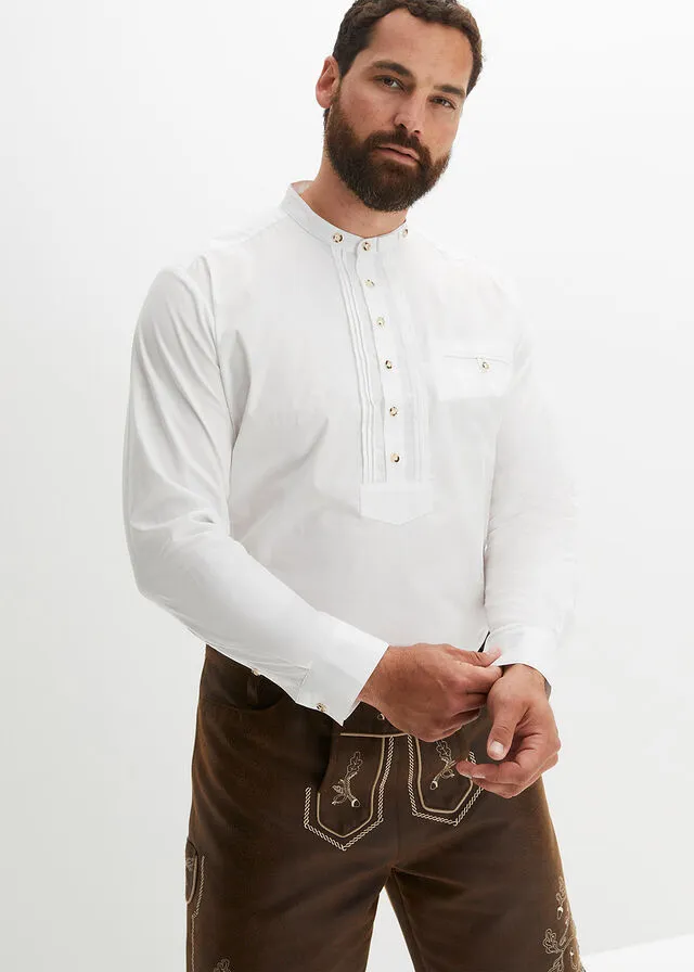 Camisa tradicional con ribetes Blanco