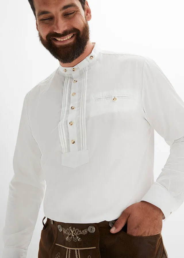 Camisa tradicional con ribetes Blanco