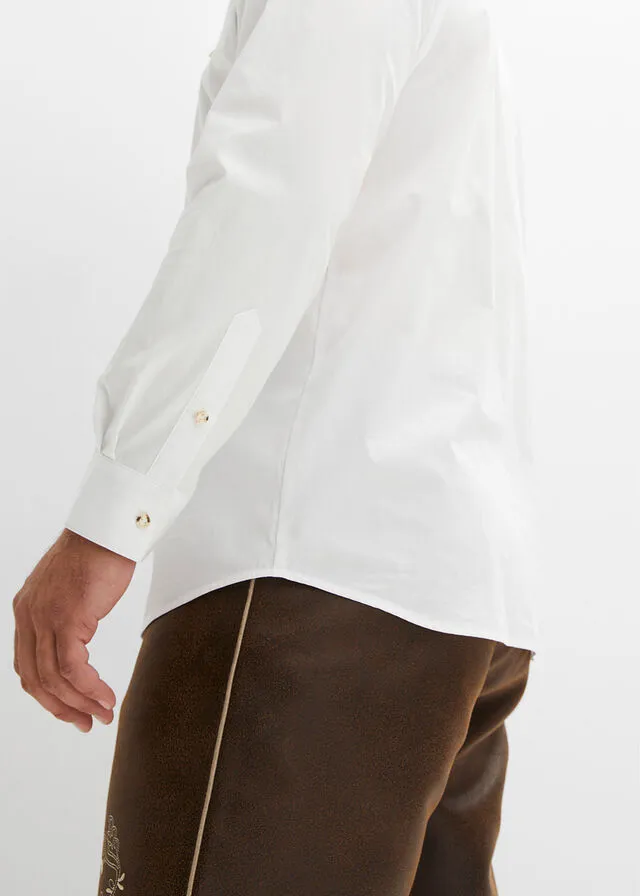 Camisa tradicional con ribetes Blanco